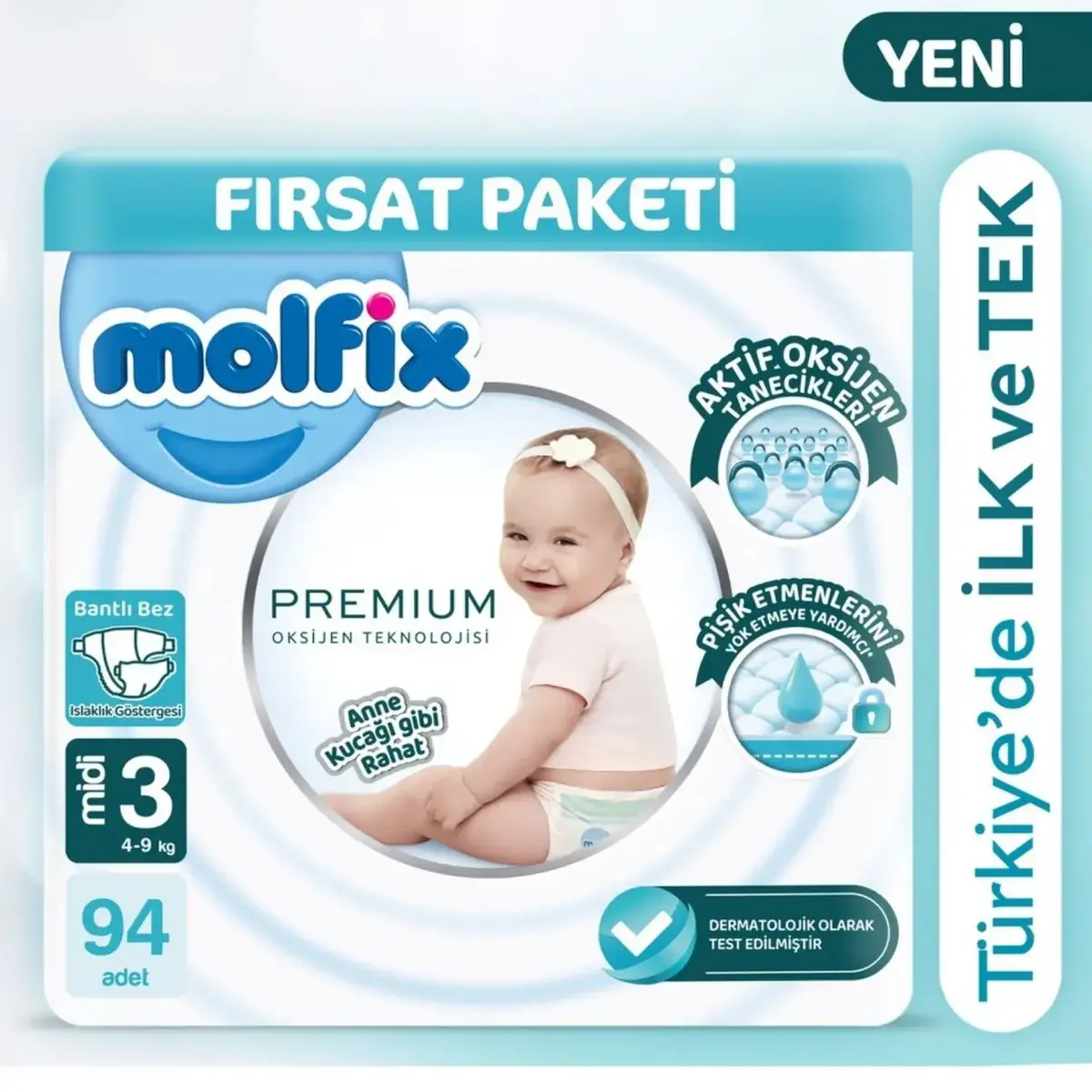 Molfix Premium Bebek Bezi 3 Beden Midi 94lü Ultra Fırsat Paketi