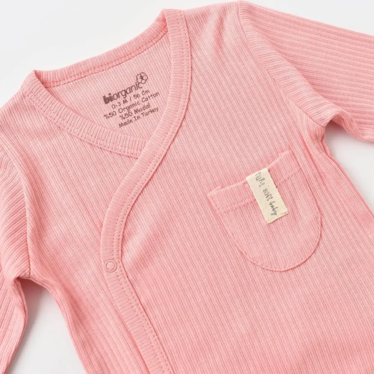 Bibaby Organik Body Kruvaze Eldivenli Soft Modal Pembe