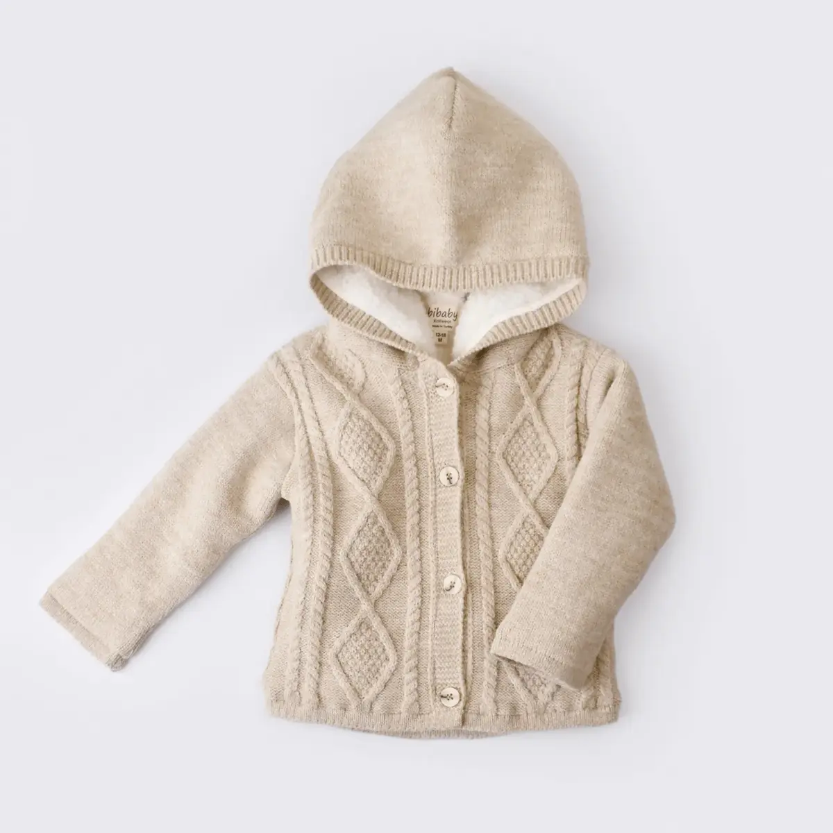 Bibaby Hırka Triko Desenli Welsoftlu Bej Bibaby Hırka Triko Desenli Welsoftlu Bej