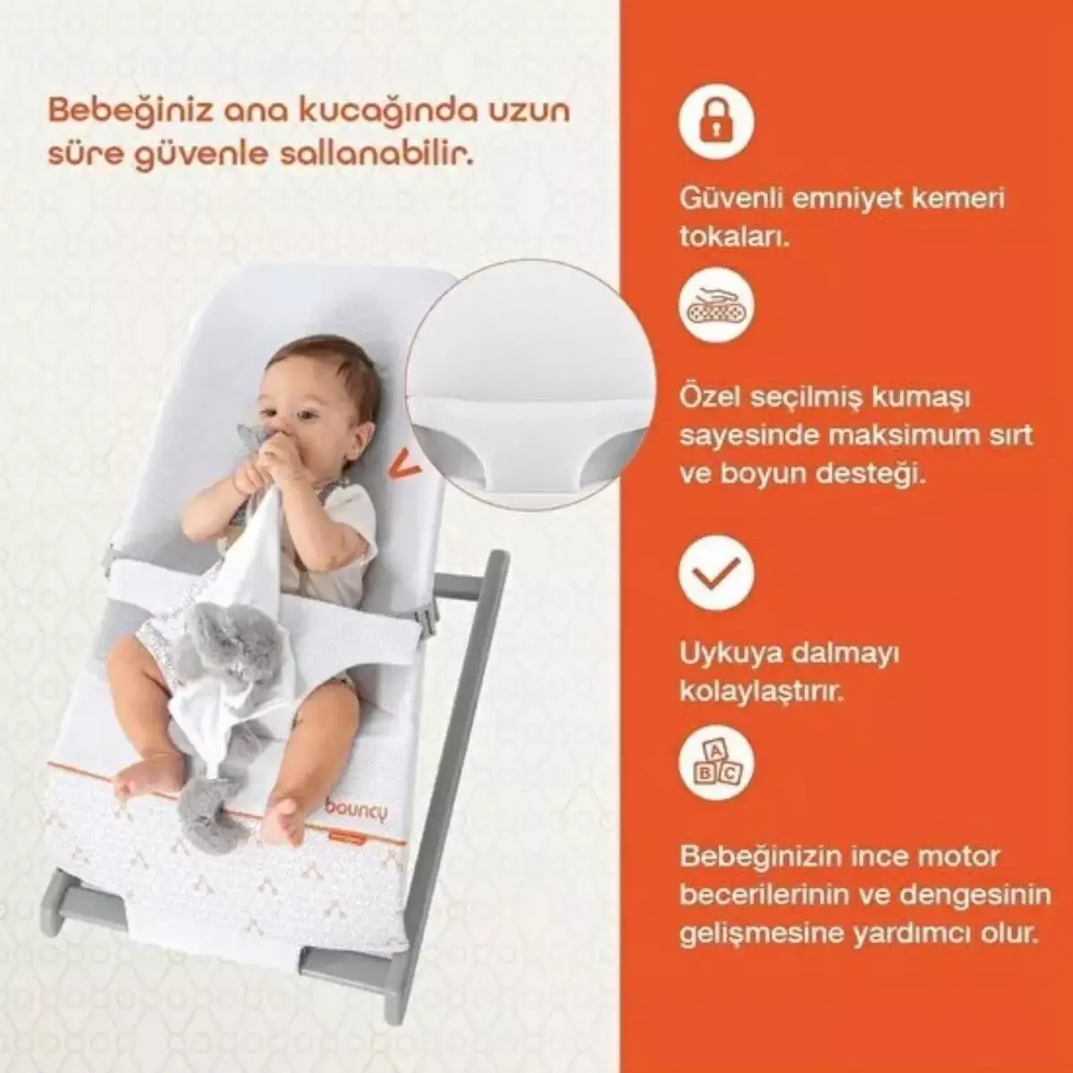 Gezenbebe Bouncy Ev Tipi Ana Kucağı Charcoal