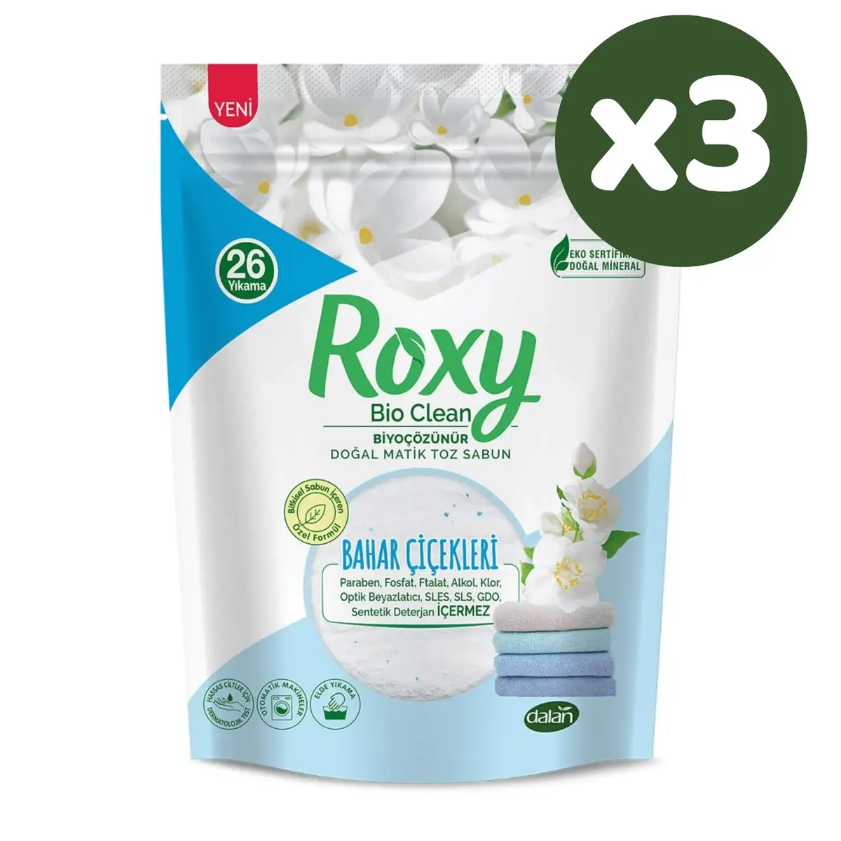 Dalan Roxy Matik Toz Sabun Bahar Çiçekleri 800 gr x 3 Adet