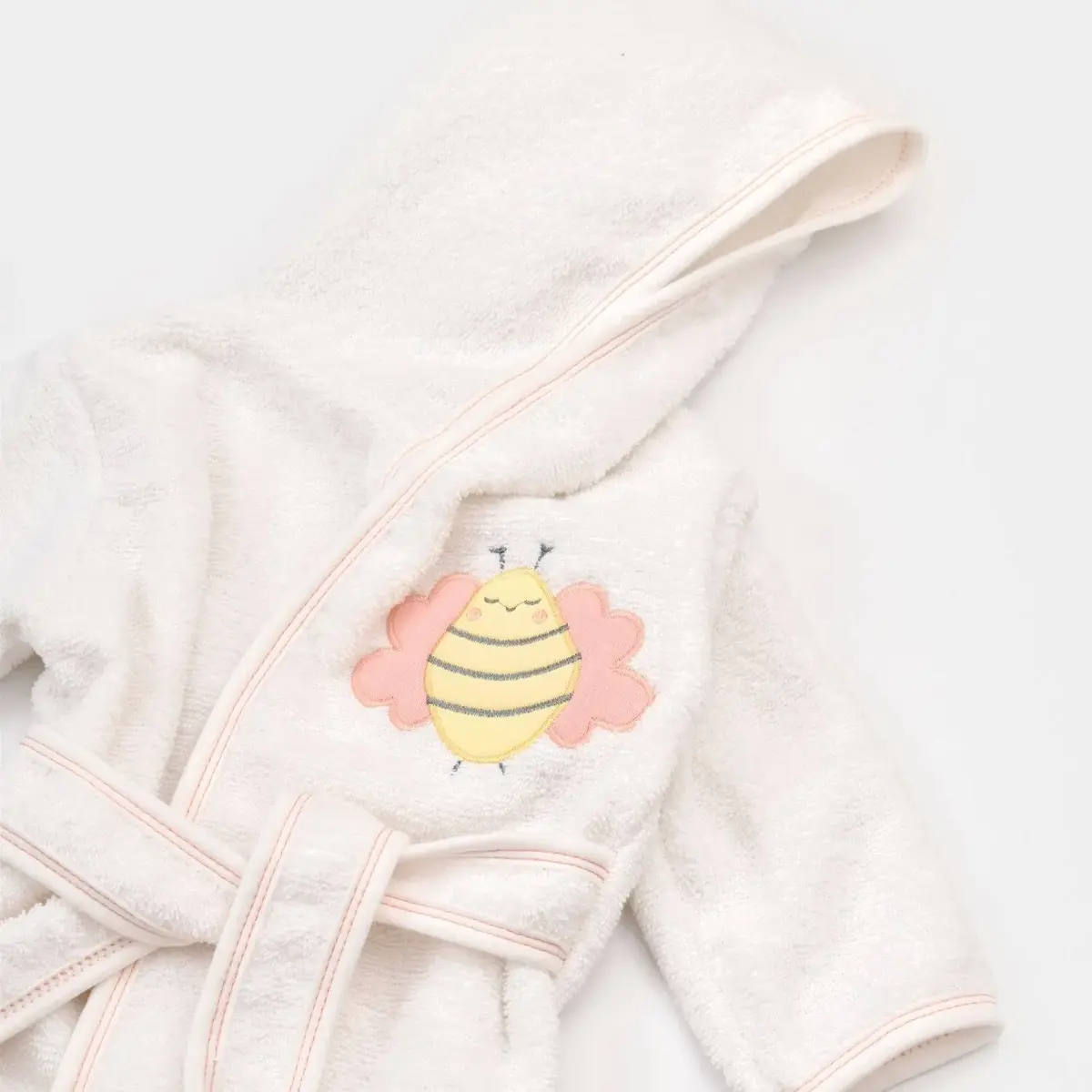 Bibaby Bornoz Terlik Takım Happy Bee Ekru - Pembe