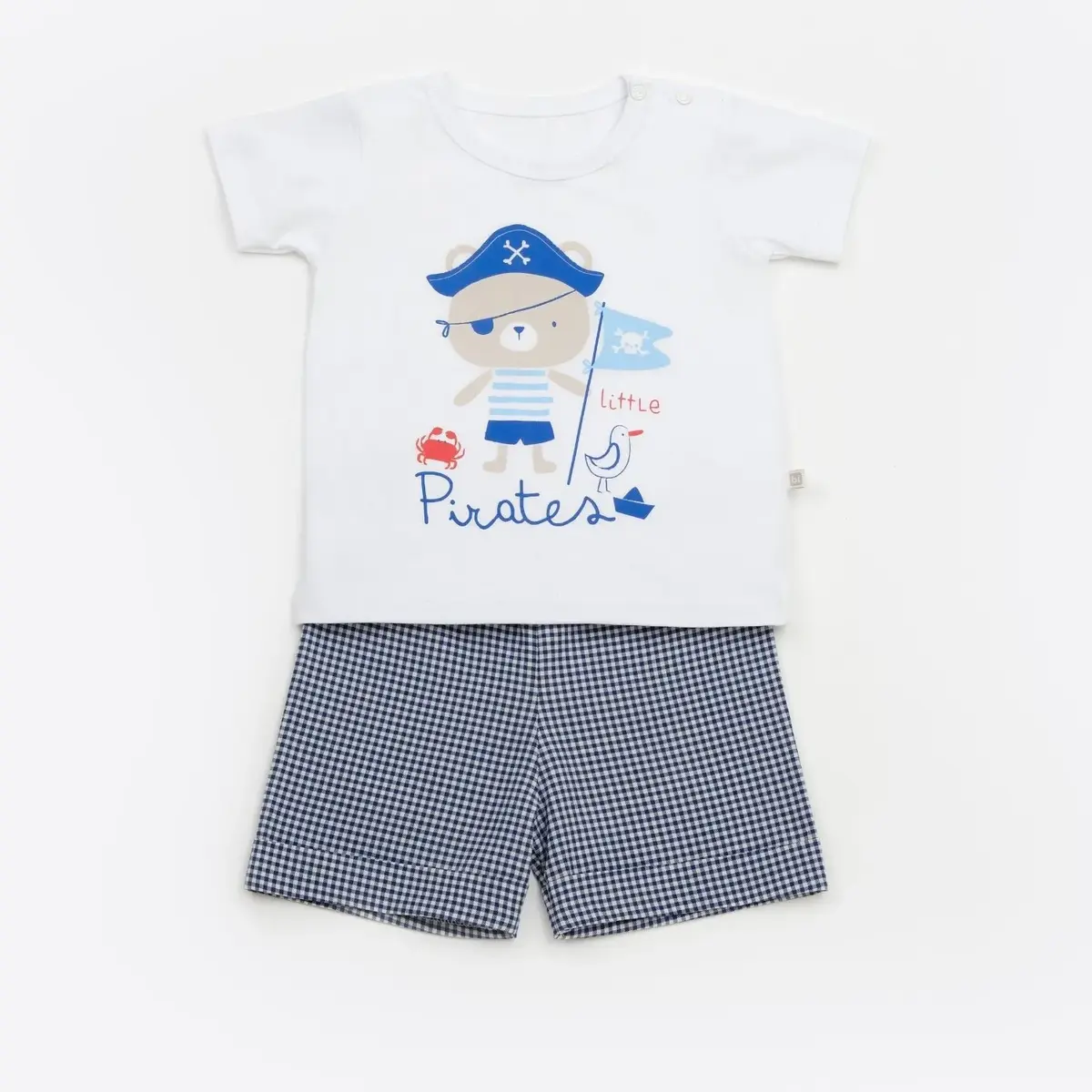 Bibaby 2li Takım Şortlu Little Pirates Bear Beyaz