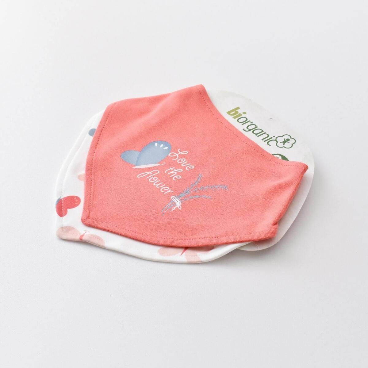 Bibaby Organik Fular Önlük 2li Wild Flowers Coral