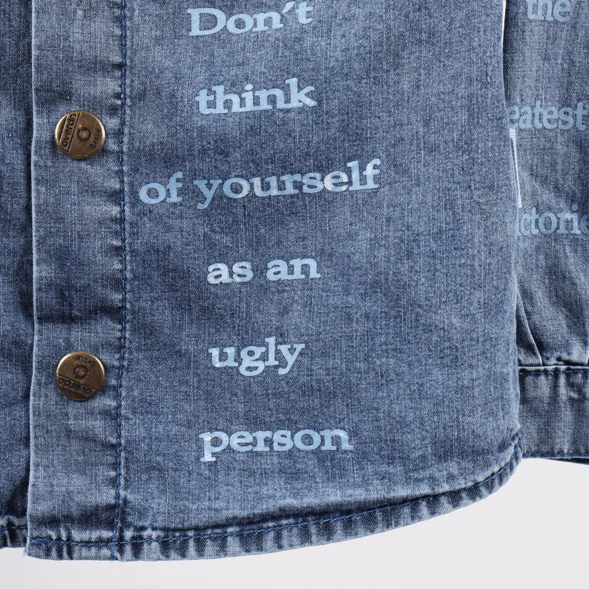 Overdo Gömlek Kol Baskılı Kot Mavi Denim