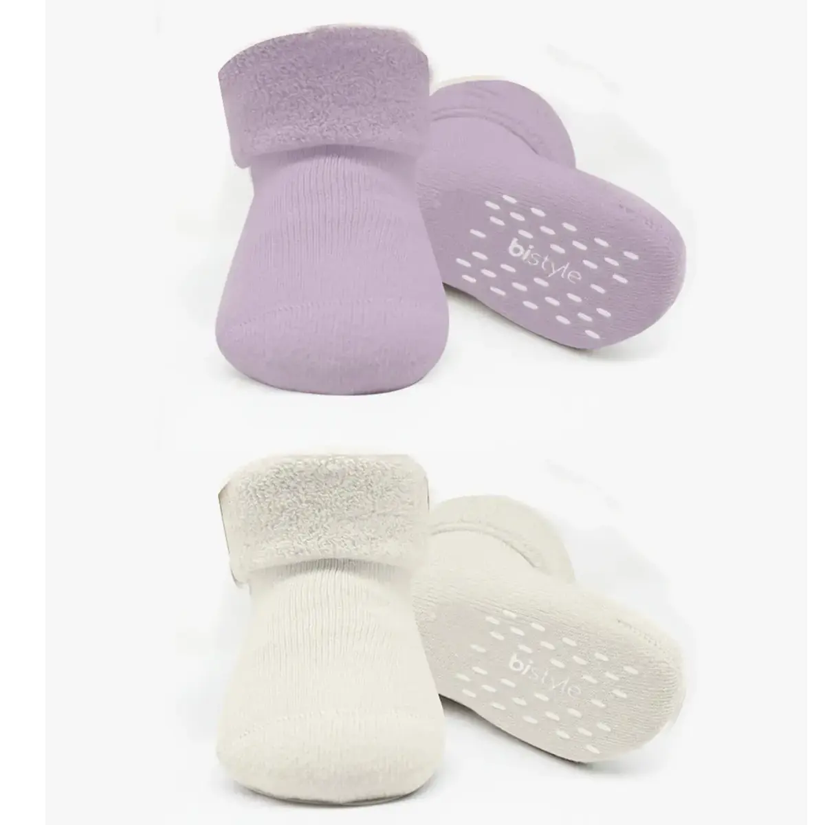 Bistyle Çorap Soket Havlu 2li Kaymaz Basic Girl Lila - Natural