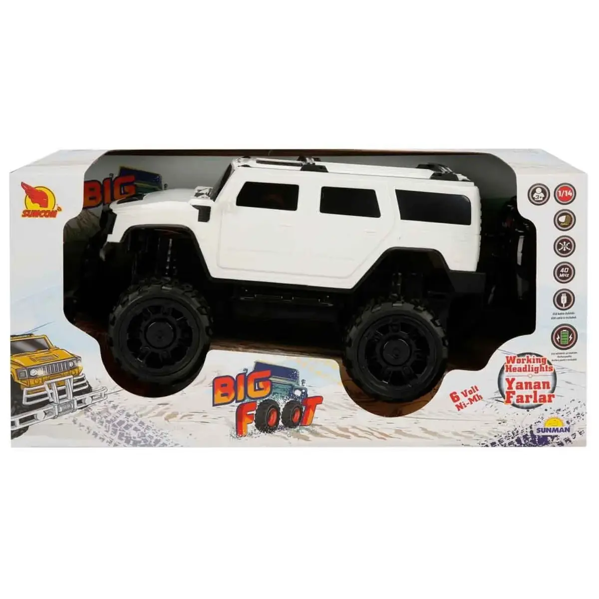 Uzaktan Kumandalı Büyük Tekerlekli Hummer Şarjlı Araba 1/14