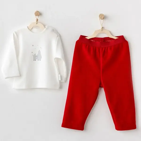 Andy Wawa 2li Takım Happy Newyear Ekru - Kırmızı