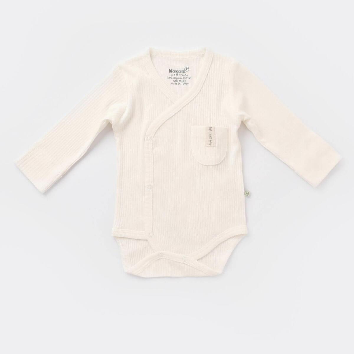 Bibaby Organik Body Kruvaze Eldivenli Soft Modal Ekru