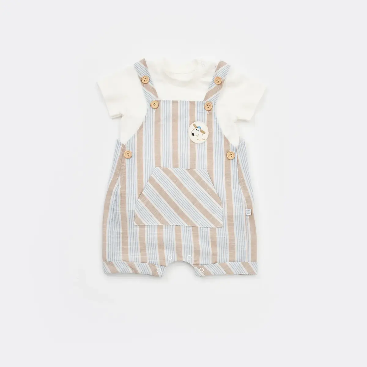 Bibaby Salopet Tulum Stripe Sytle Bej - Mavi Bibaby Salopet Tulum Stripe Sytle Bej - Mavi