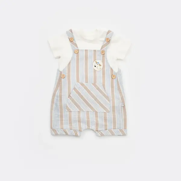 Bibaby Salopet Tulum Stripe Sytle Bej - Mavi