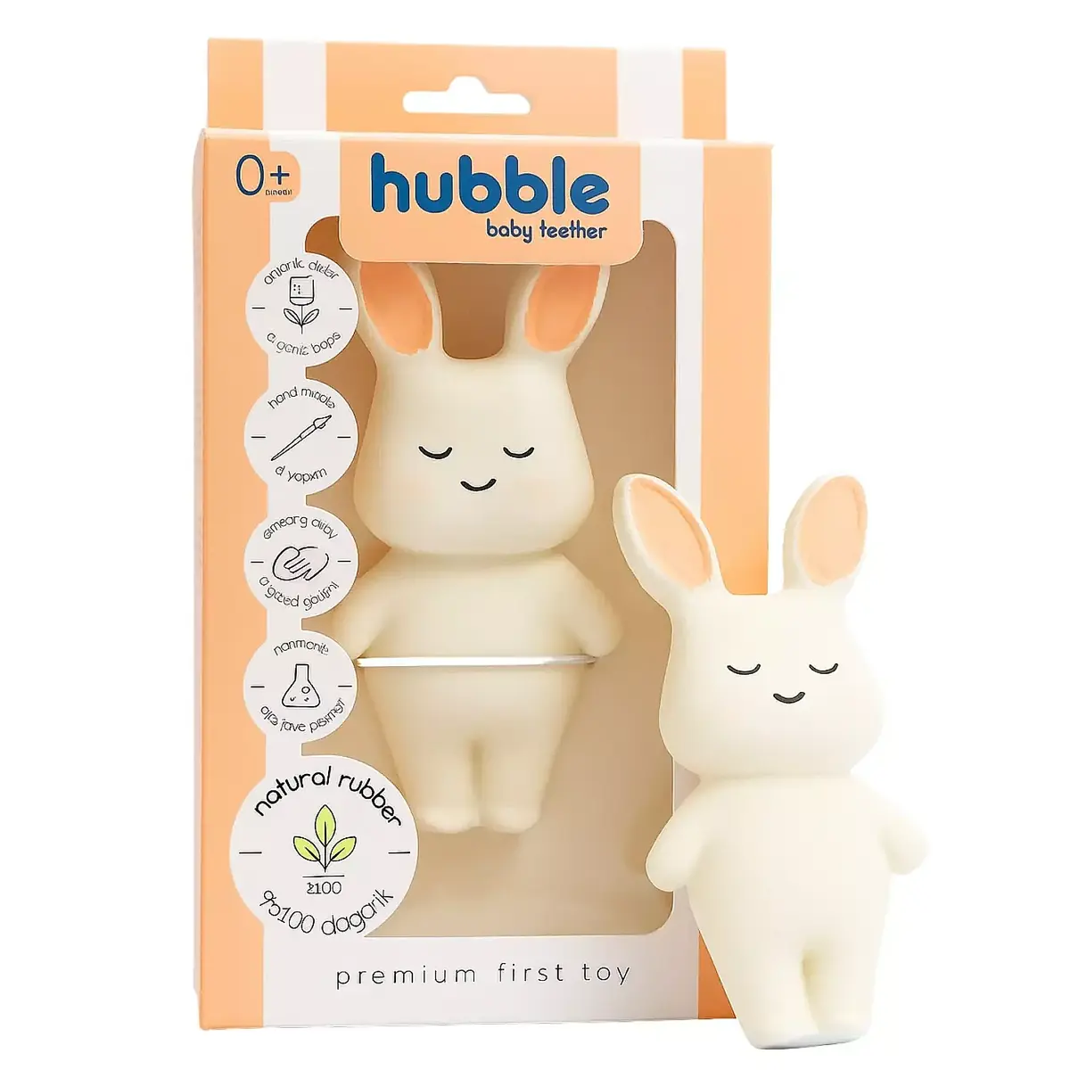 Hubble Doğal Bebek Diş Kaşıyıcı Ve Oyuncağı Tavşan
