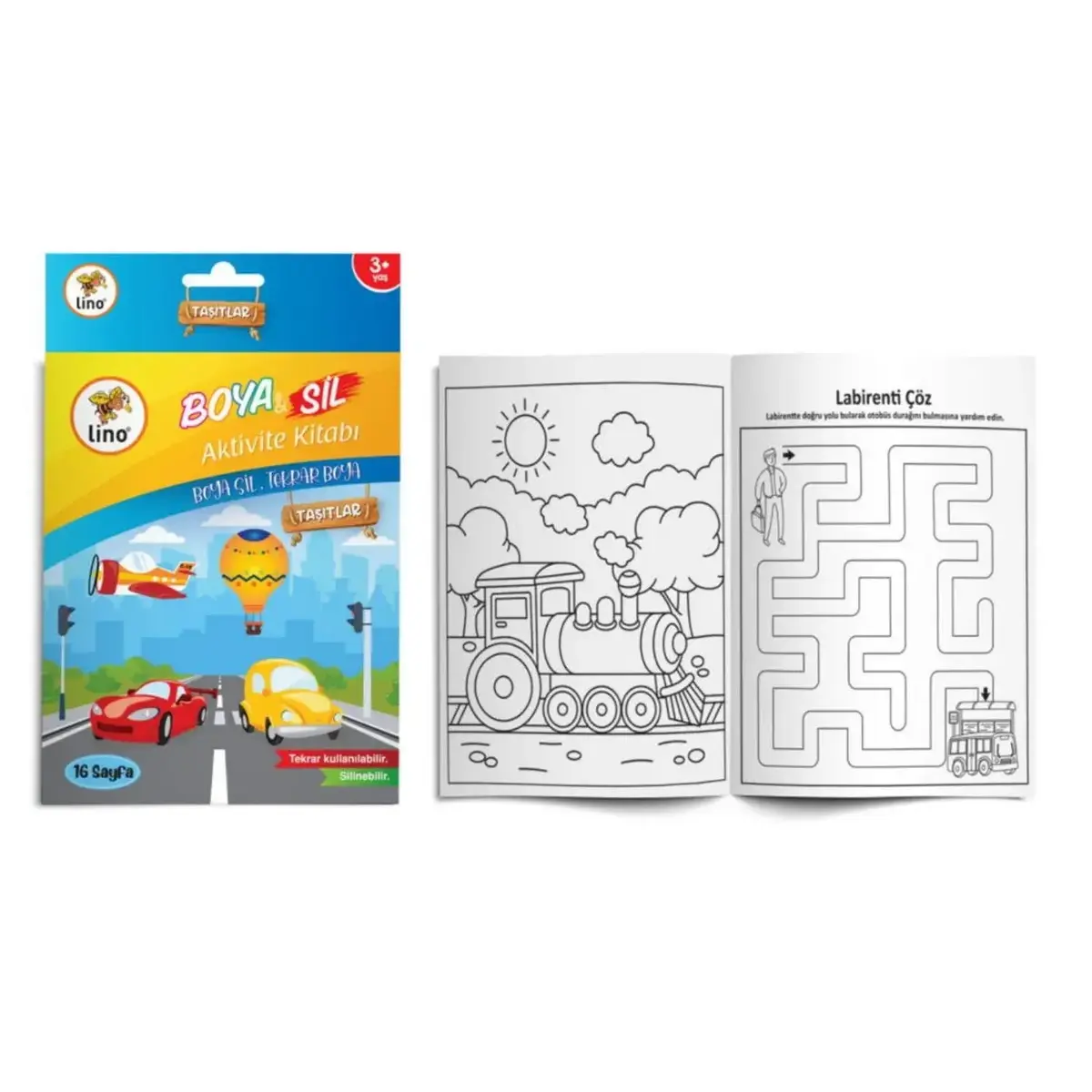 Lino Boya & Sil Aktivite Boyama Kitabı Araçlar Silinebilir