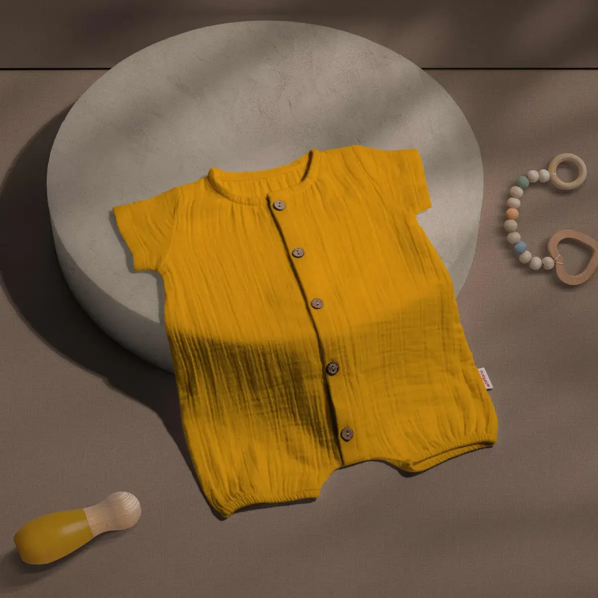 Tiffany Tulum Kısa Kol Çift Kat Müslin Safran Tiffany Tulum Kısa Kol Çift Kat Müslin Safran