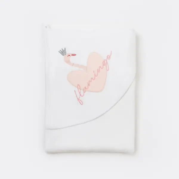 Bibaby Organik Havlu Örme Lovely Flamingo Ekru - Pembe