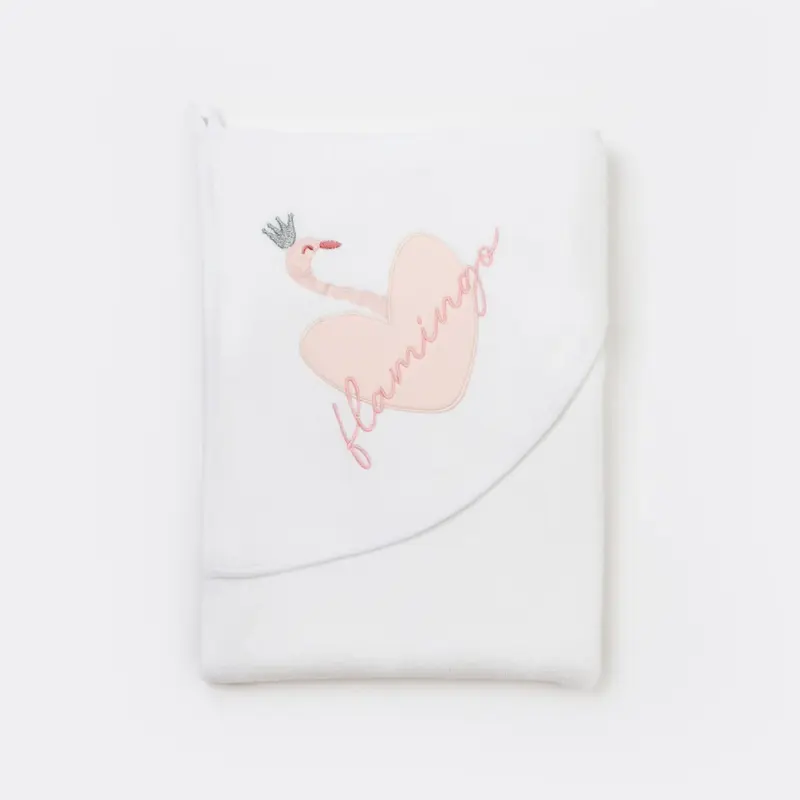 Bibaby Organik Havlu Örme Lovely Flamingo Ekru - Pembe