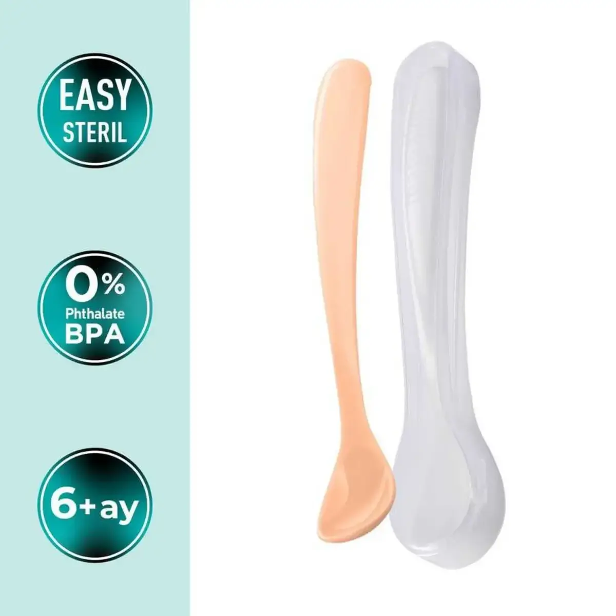 Mamajoo Beslenme Kaşığı&Saklama Kutusu Beyaz/Powder Blush 2li