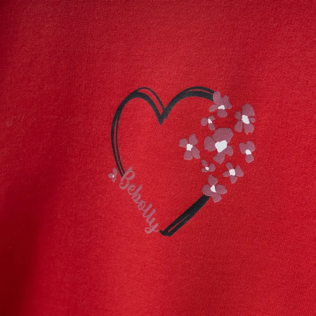 Bebolly Sweatshirt Kalp Baskılı Kırmızı