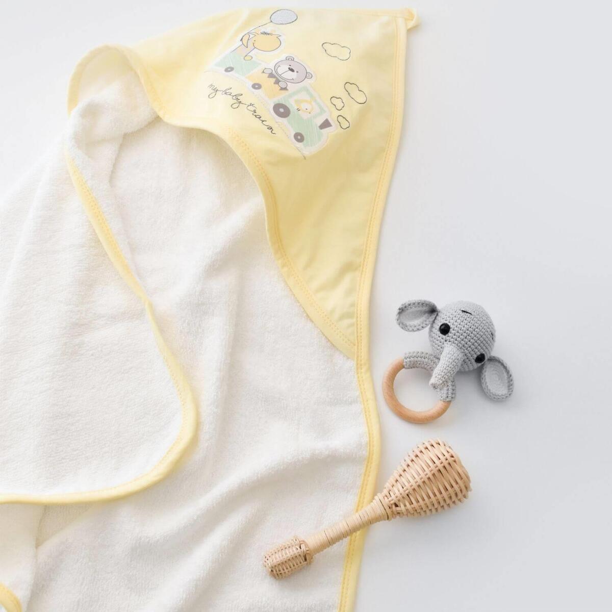 Bibaby Havlu Baby Train Ekru - Sarı