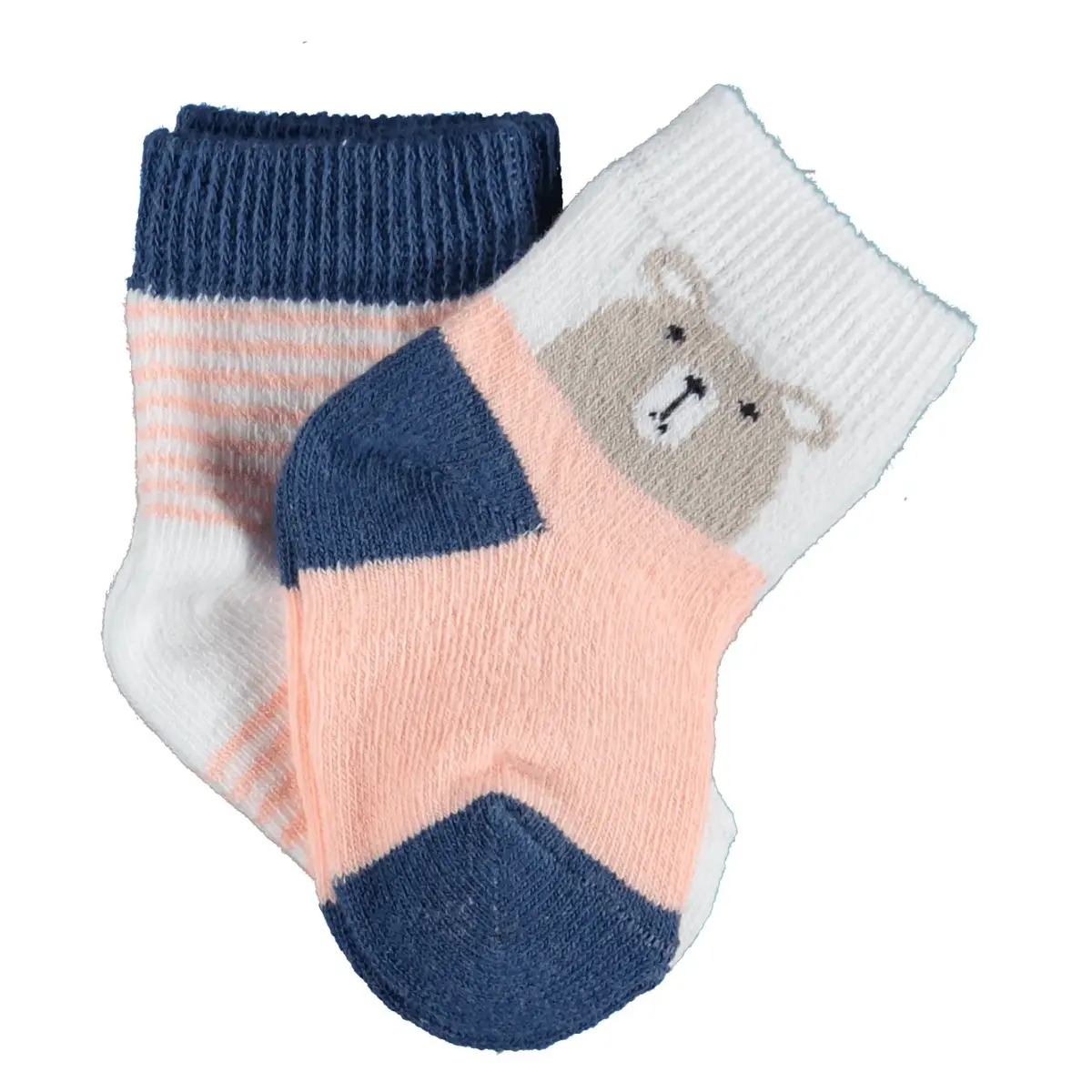 Bibaby Organik Çorap Soket 2li Hello Teddy Bear Somon Bibaby Organik Çorap Soket 2li Hello Teddy Bear Somon