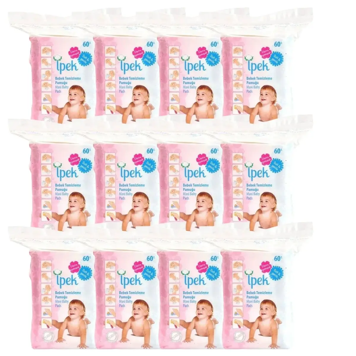İpek Bebek Temizleme Pamuğu 12x60lı