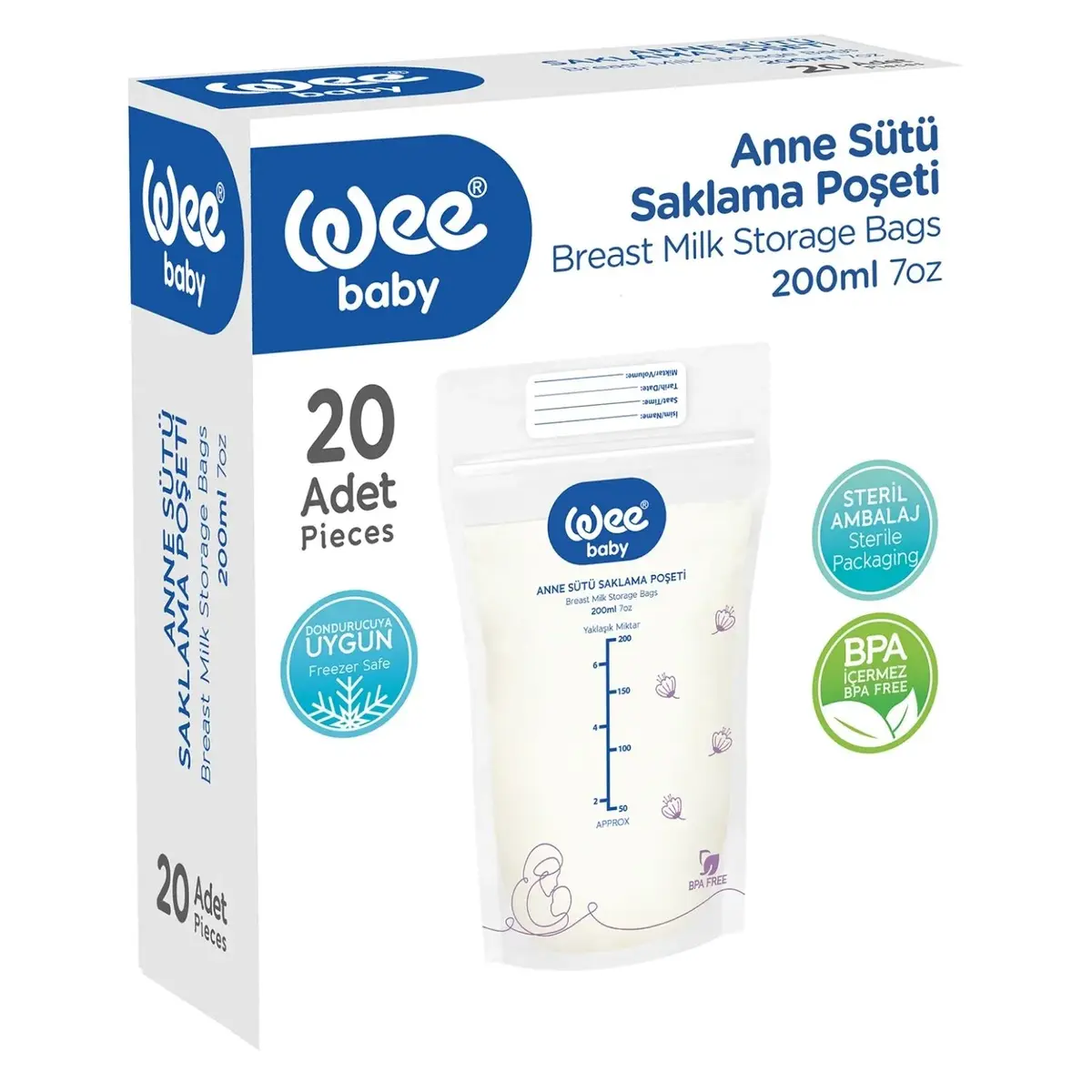 Wee Baby Anne Sütü Saklama Poşeti 20li Wee Baby Anne Sütü Saklama Poşeti 20li