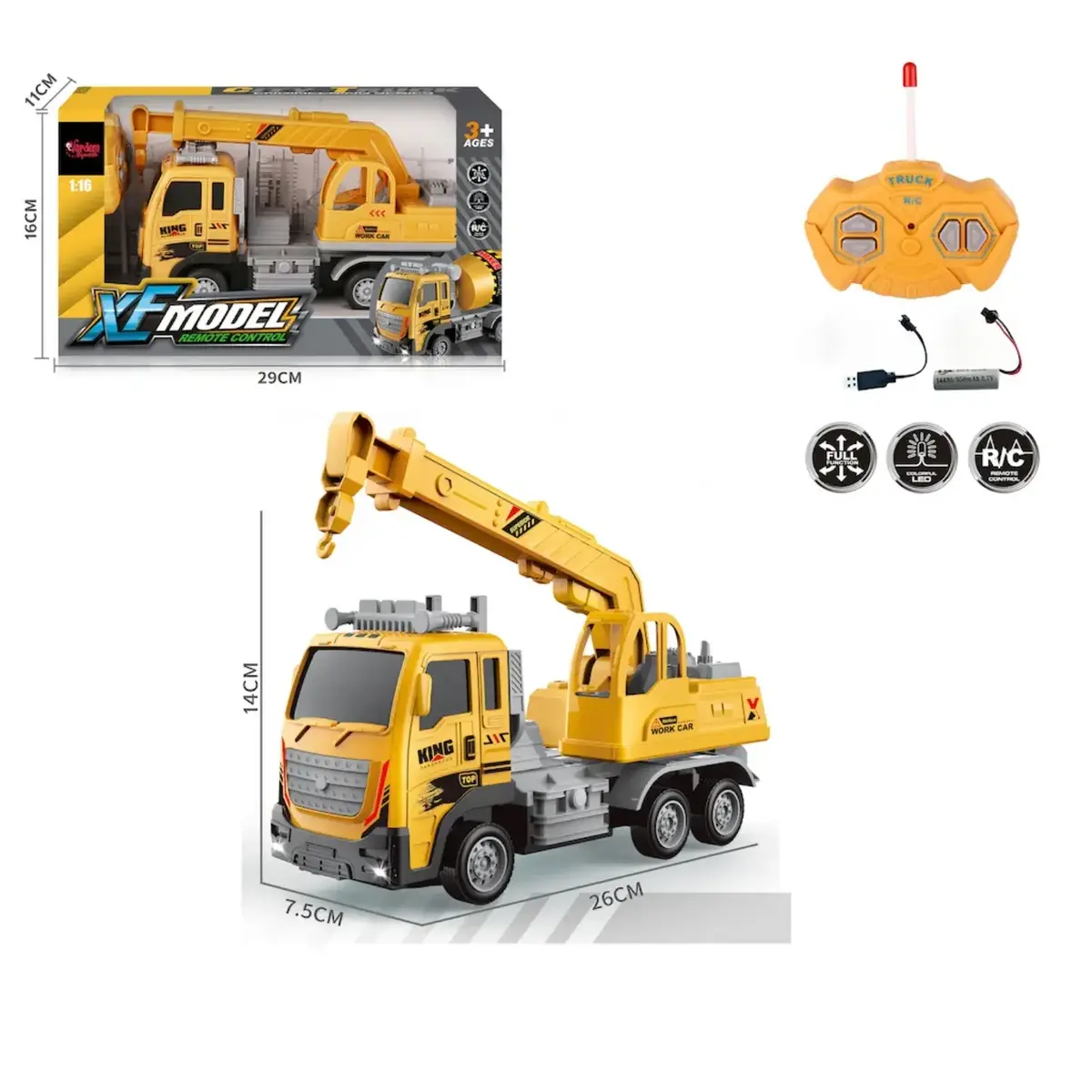 Vardem Kutulu Uzaktan Kumandalı Full Fonksiyon Şarjlı 1:16 XF Model İş Kamyonu