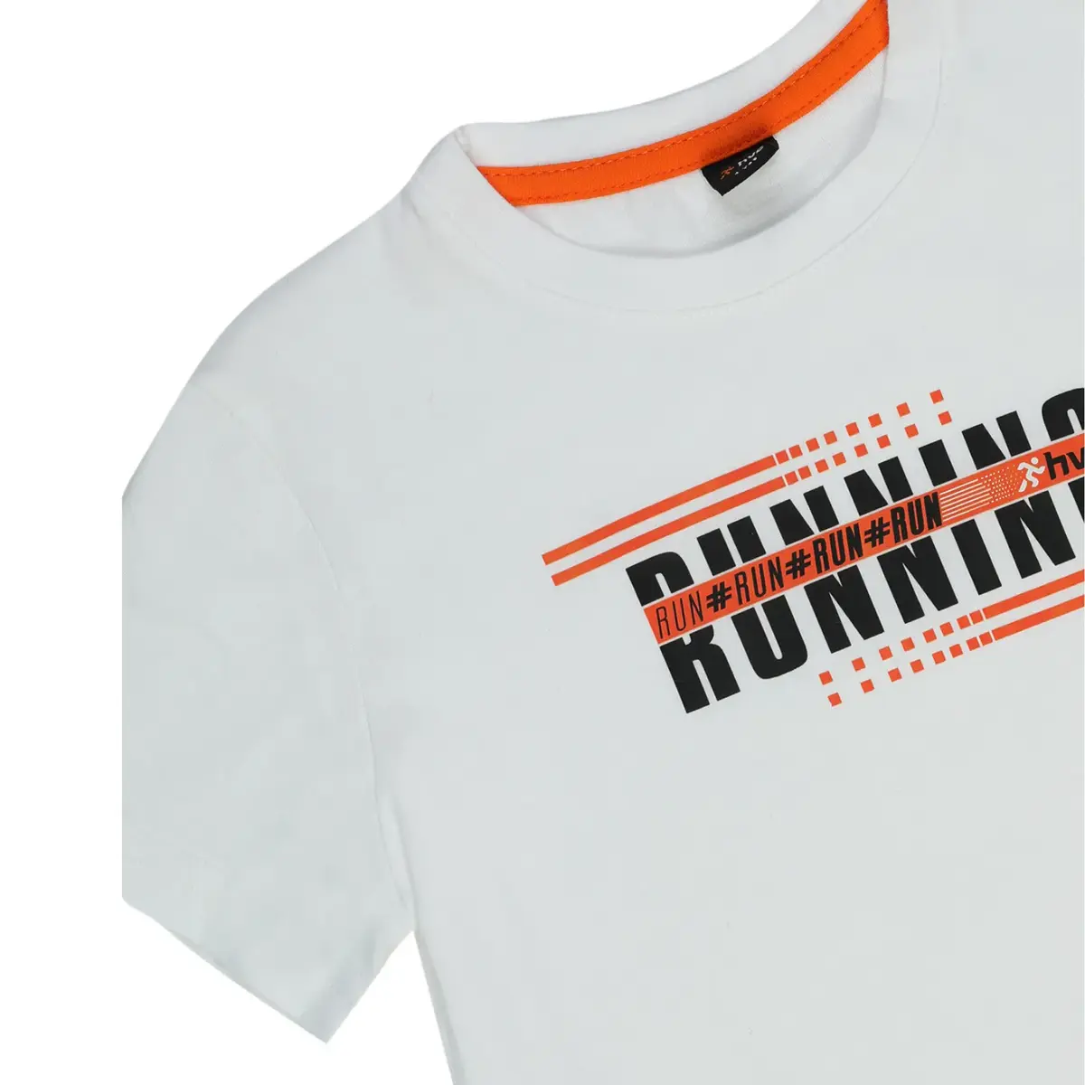 Hvc T-Shirt Run Baskılı Beyaz - Turuncu