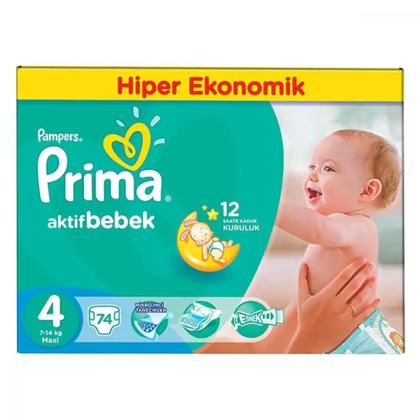 Prima Bebek Bezi Aktif Bebek Maxi 74lü Aylık Paket