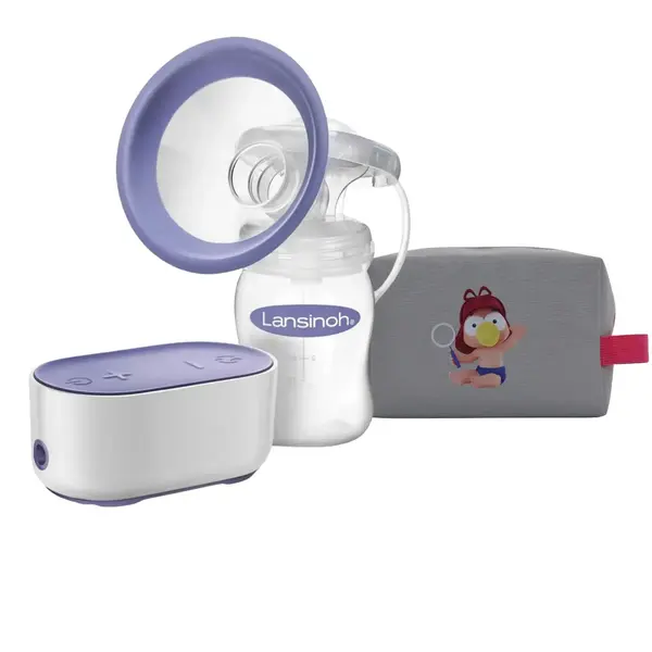 Lansinoh Kompakt Tekli Elektrikli Göğüs Pompası,Bebektif Mini Çanta Gri