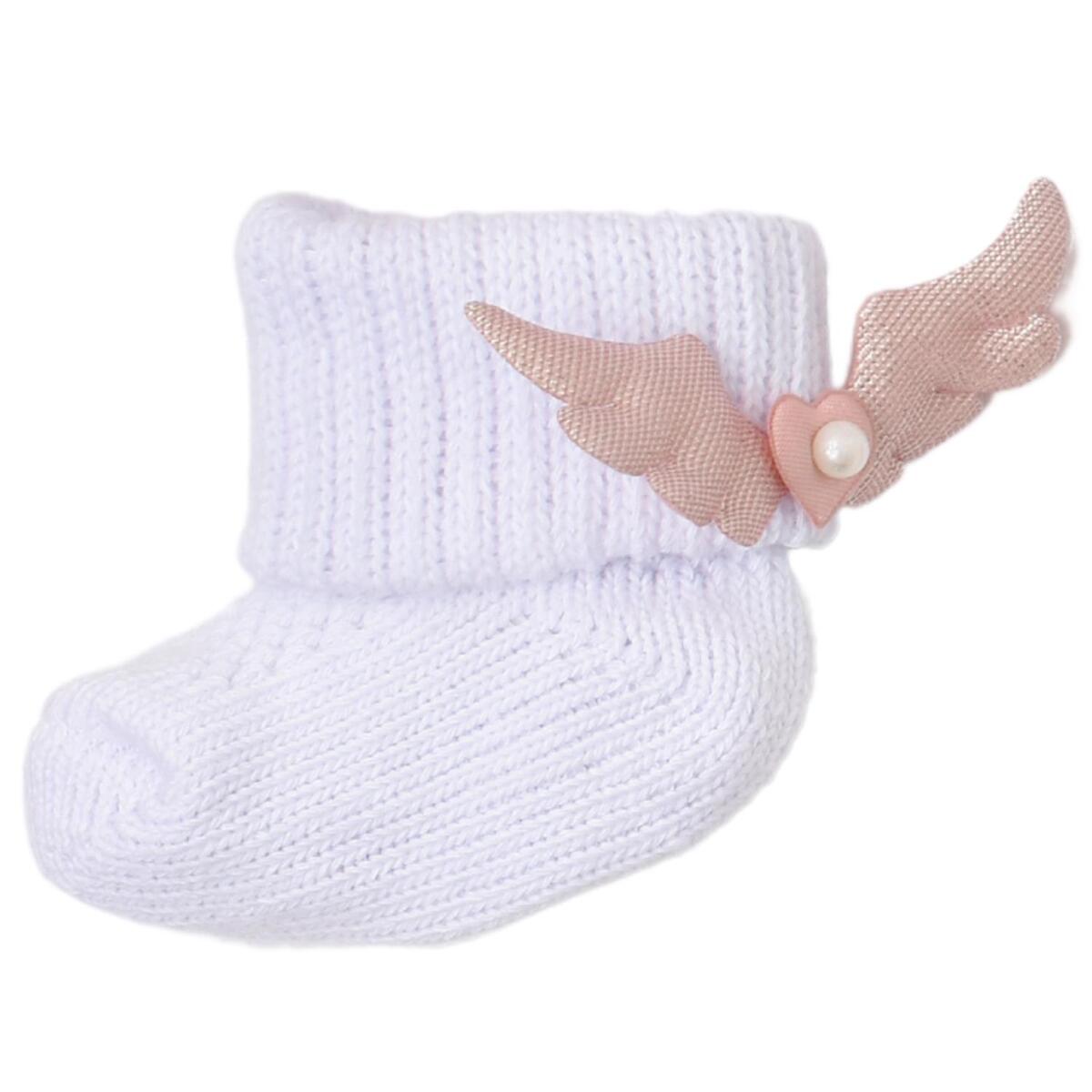 Bibaby Patik Çorap Angel Beyaz - Pembe