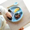 OiOi Puzzle Vakumlu Mama Tabağı Deep Blue - Powder Grey