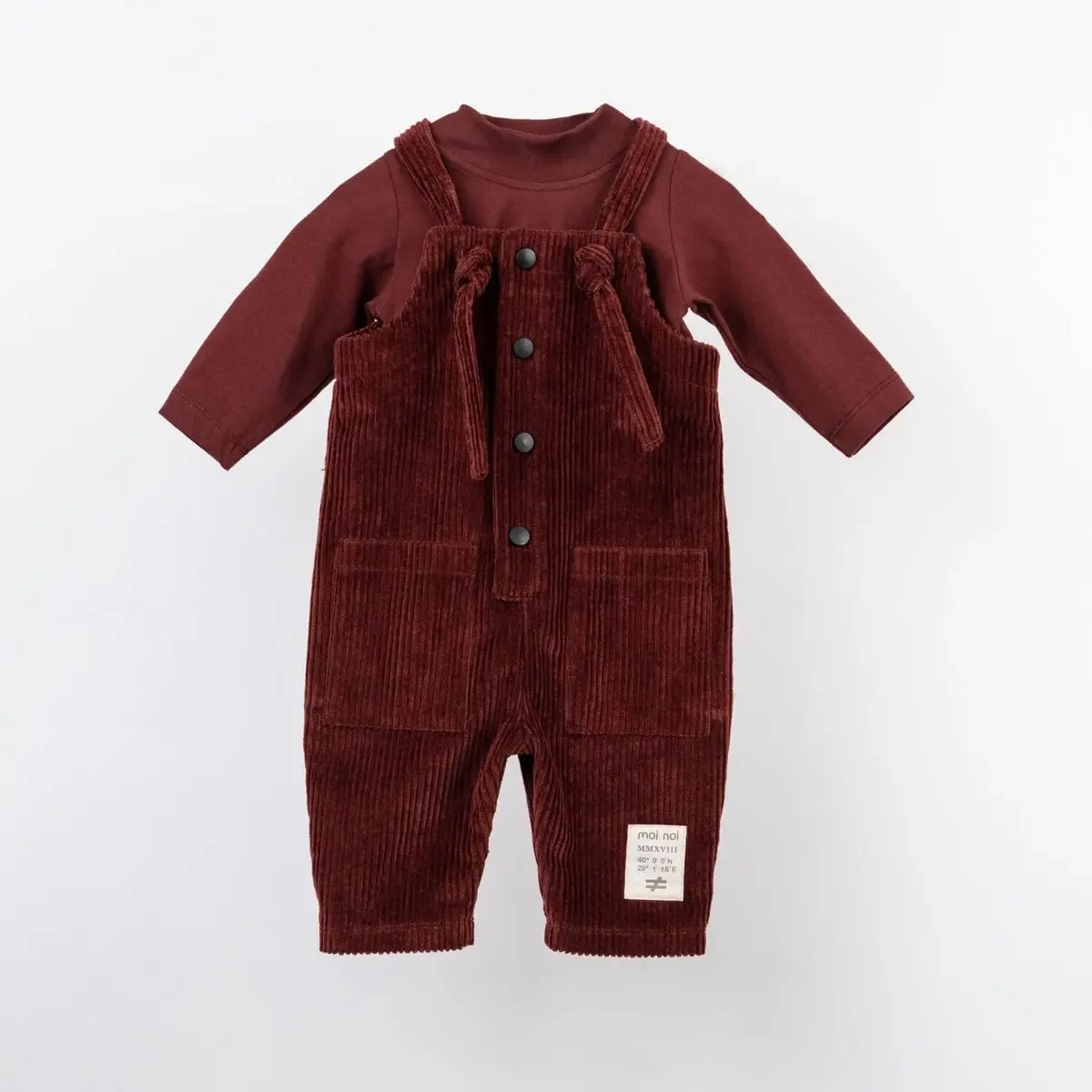 Moi Noi Salopet Kadife Düğmeli Bordo Moi Noi Salopet Kadife Düğmeli Bordo