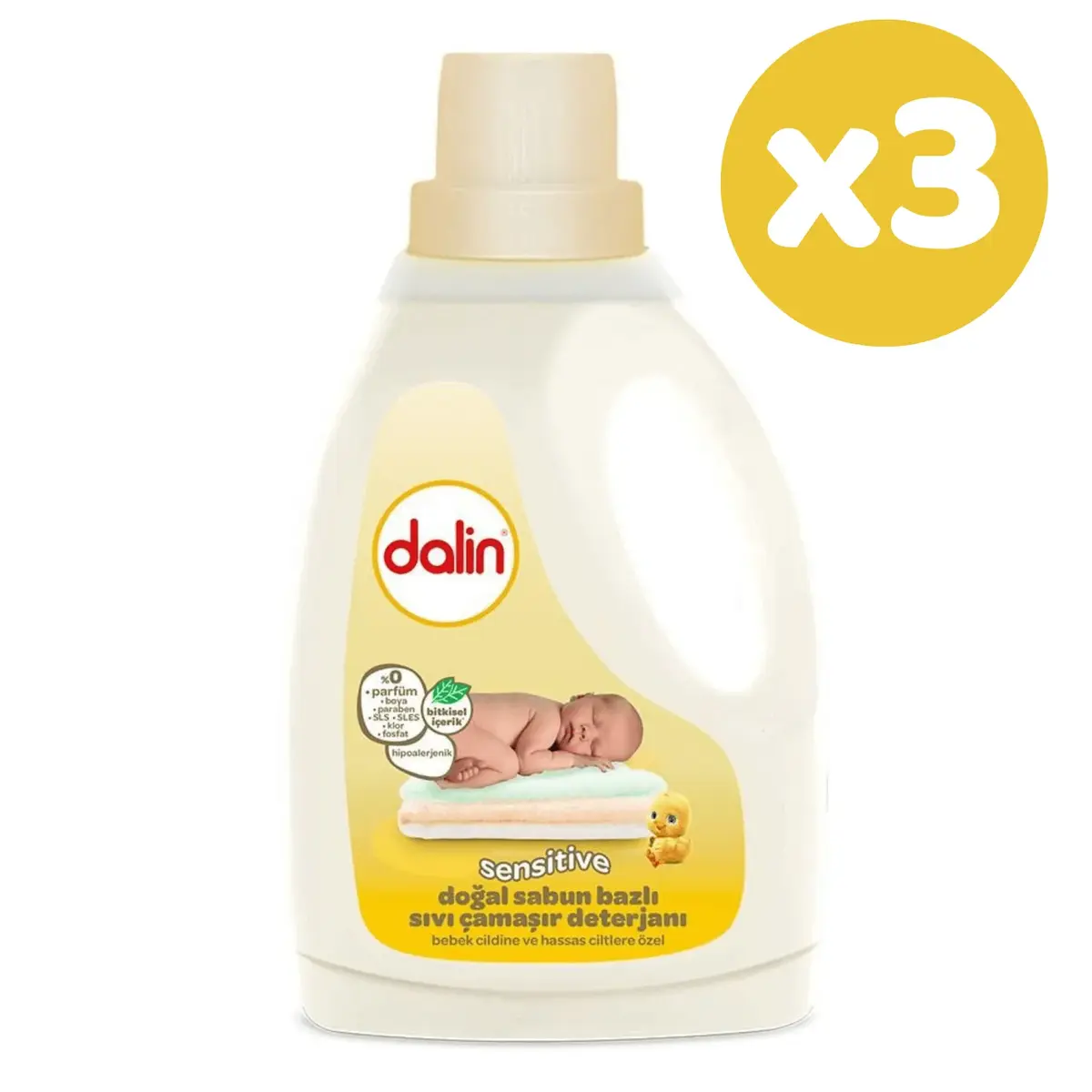 Dalin Doğal Sabun Bazlı Sıvı Bebek Çamaşır Deterjanı 1500 ml x 3 Adet Dalin Doğal Sabun Bazlı Sıvı Bebek Çamaşır Deterjanı 1500 ml x 3 Adet