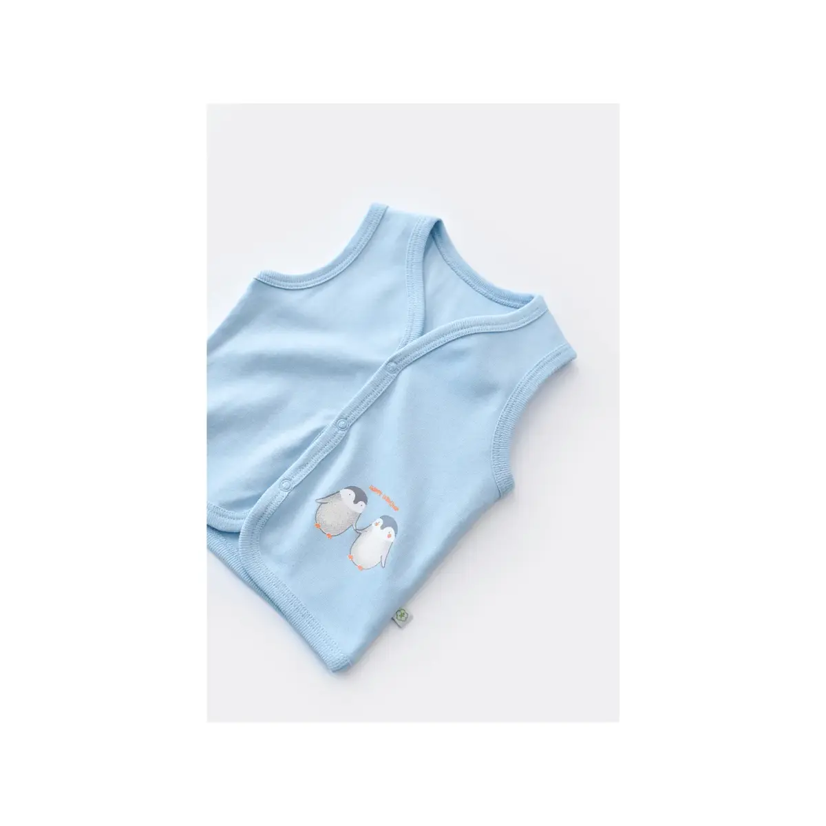Bibaby Organik Yelek Hello New Penguins Mavi