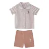 U.S. Polo 2li Takım T-Shirt Bej Çizgili Poplin