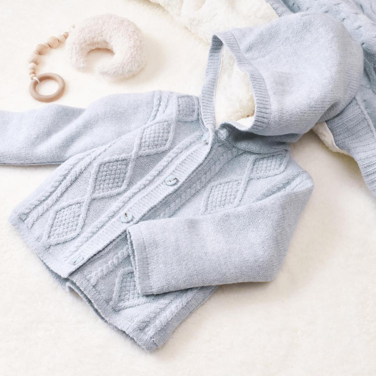 Bibaby Hırka Triko Desenli Welsoftlu Mavi