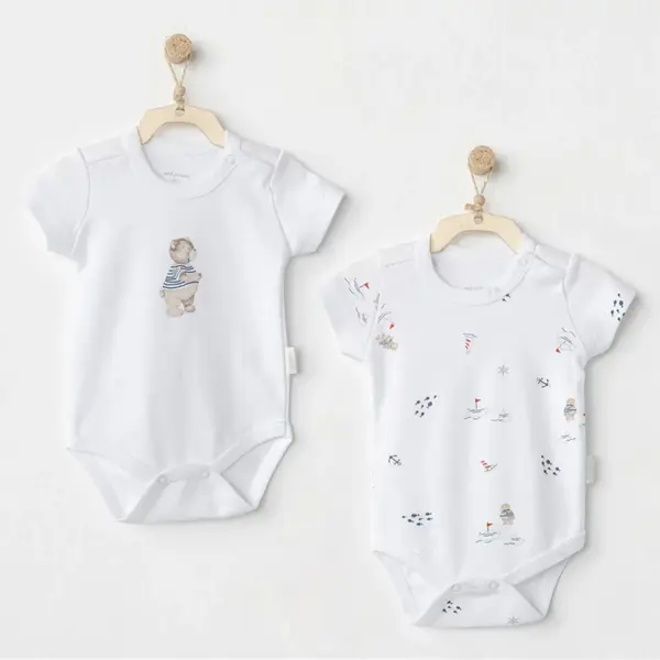 Andy Wawa Body Kısa Kol 2li Sailor Bear Beyaz