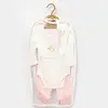 Bibaby Organik Tulum Takımı Tüllü The Flowers Ekru - Pembe
