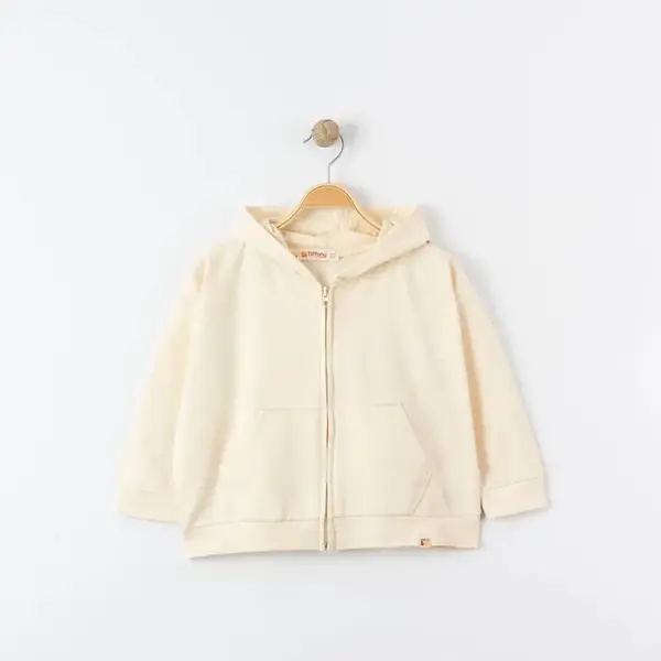 Tiffany Sweatshirt Kapüşonlu Fermuarlı Oversize Theme Bej