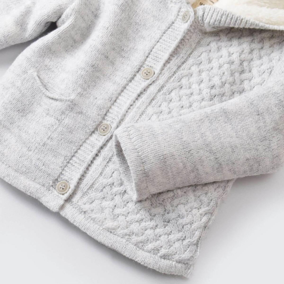 Bibaby Hırka Cepli Welsoft Triko Gri