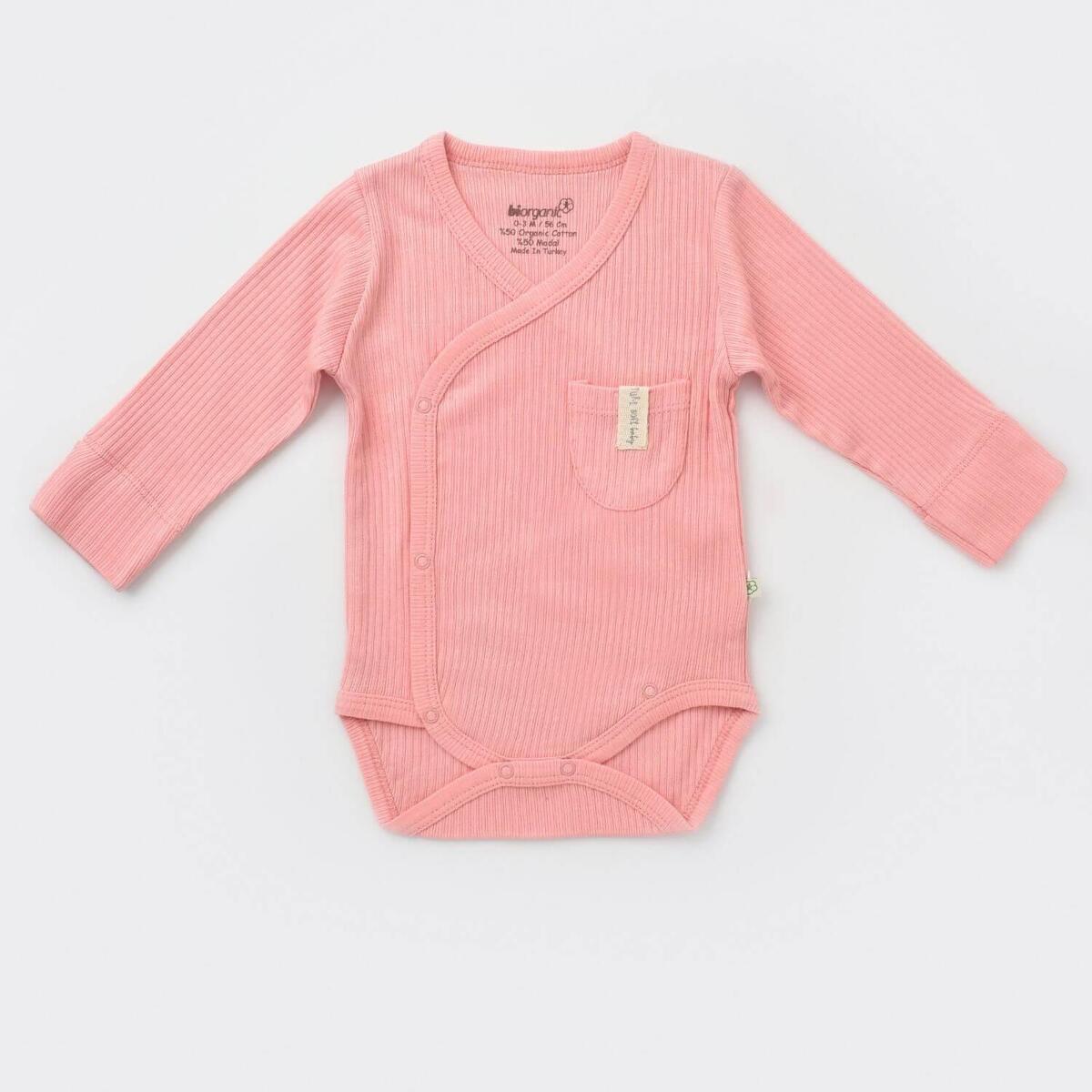 Bibaby Organik Body Kruvaze Eldivenli Soft Modal Pembe