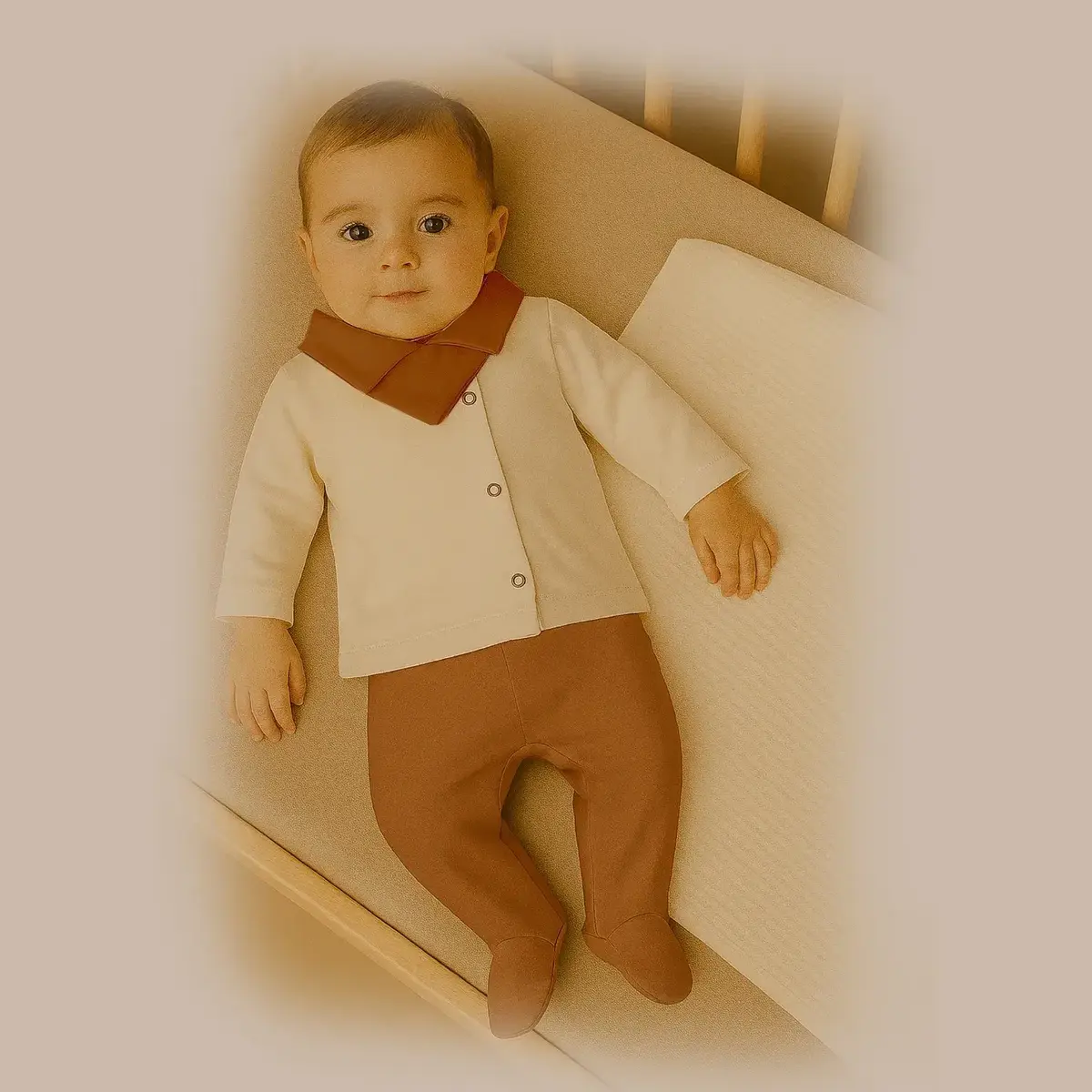 Bistyle Zıbın Takımı Battaniyeli Gentleman Ekru - Kahverengi