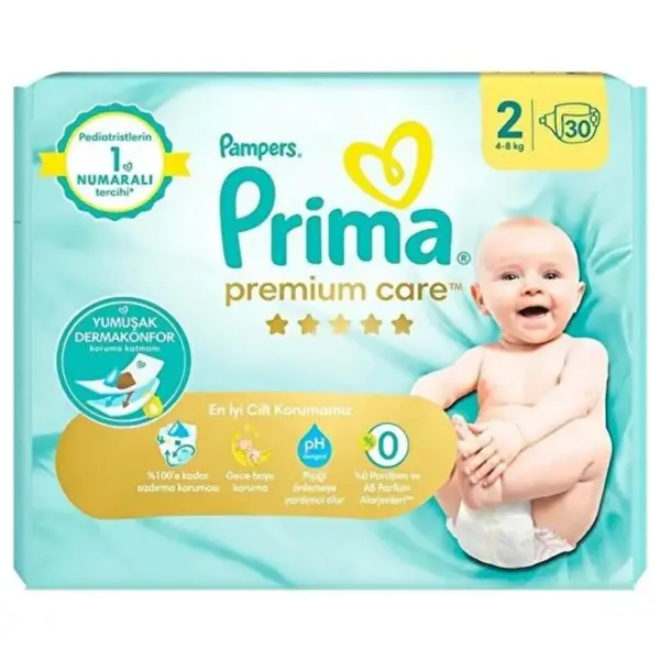 Prima Premium Care Bebek Bezi 2 Beden Mini 4-8 Kg 30lu İkiz Paket