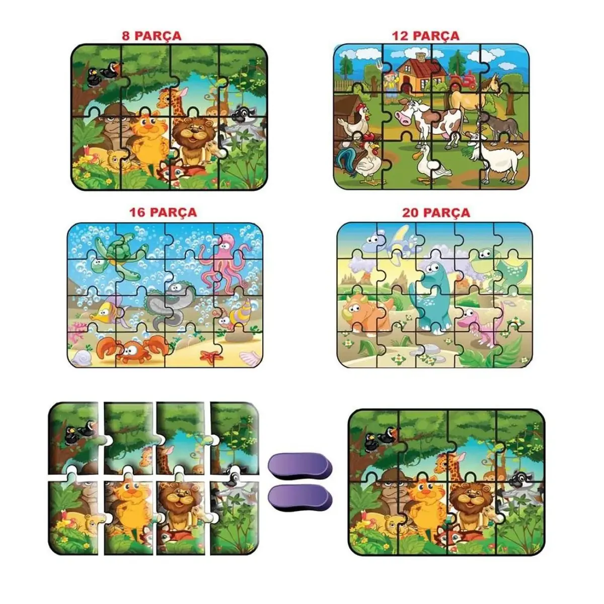 Hayvanlar Süper Renkli Puzzle