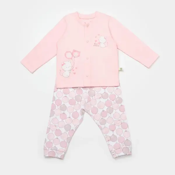 Bibaby Organik Pijama Takımı My Dear Mama Pembe
