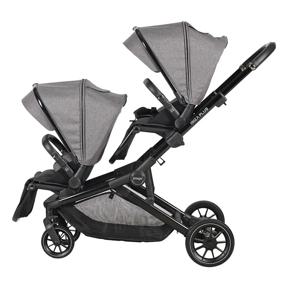 Prego 2223 Ibiza Plus Travel Sistem İkiz Bebek Arabası Gri