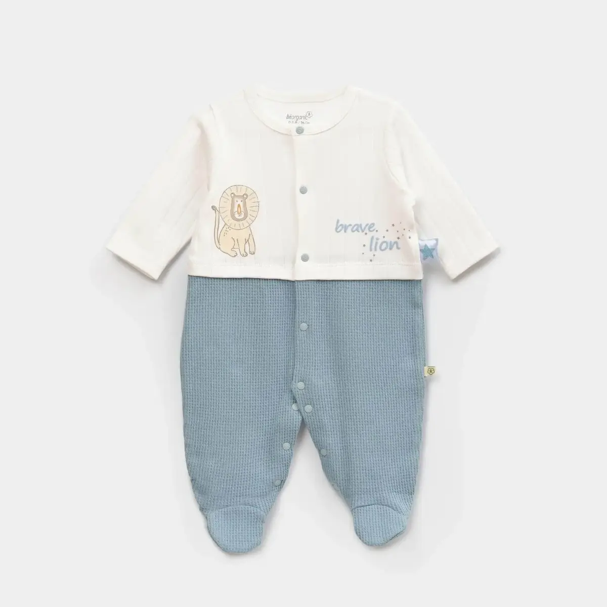 Bibaby Organik Tulum Brave Lion Ekru - Turkuaz