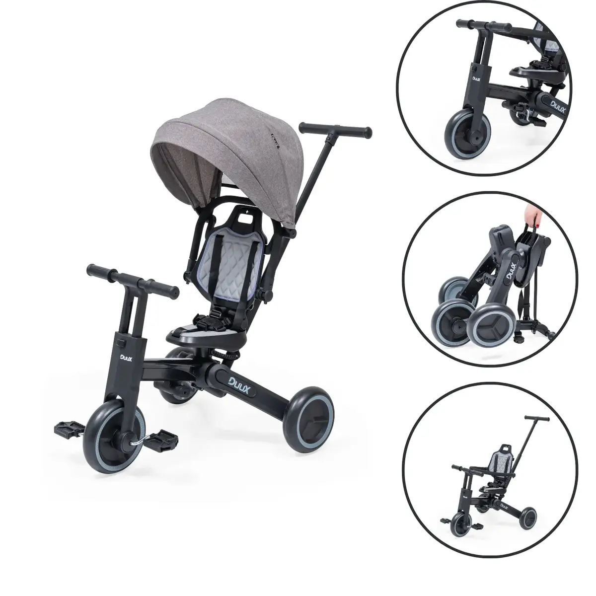 Duux Trike D56 7 in 1 Üç Tekerlekli Bisiklet Gri