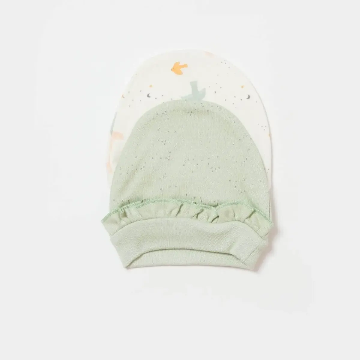 Bibaby Organik Şapka 2li Tiny Birds Ekru - Yeşil